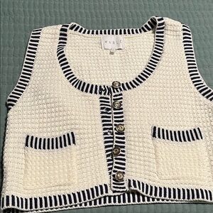 Mable Cream and Black Buttoned Cardigan Vest